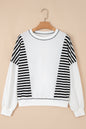 White Stripe Colorblock Patchwork Contrast Stitching Oversize Sweatshirt