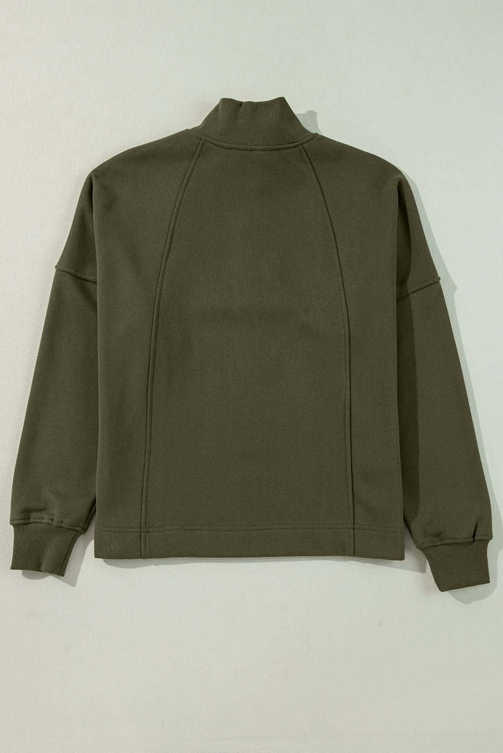 Jungle Green – Pullover mit Reißverschluss am Hals und überschnittenen Schultern