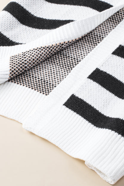 Brown Leopard Striped Mixed Print Open Front Cardigan