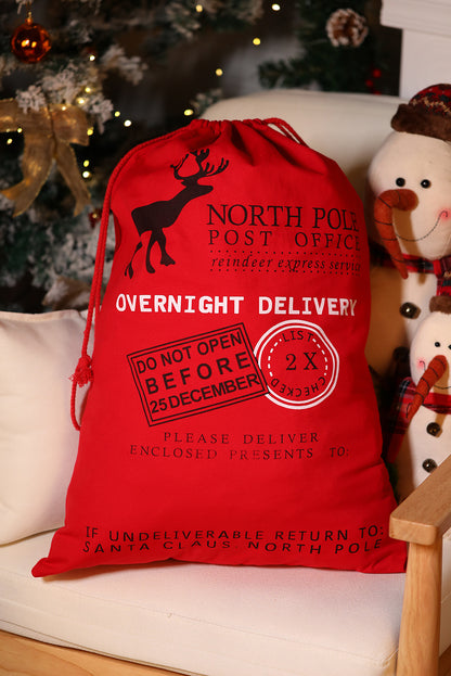Feurig rote Weihnachts-Geschenktüte mit Kordelzug