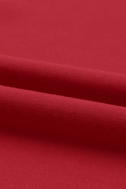 Fiery Red Solid Round Neck Raglan Sleeve Sweatshirt