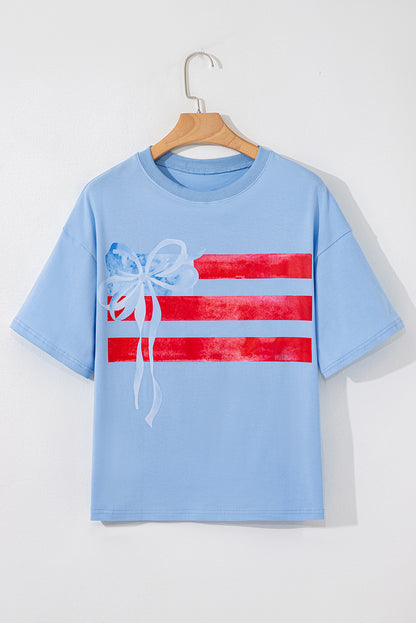 Myosotis Flag Bow Graphic Rundhals-T-Shirt