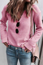 Rosa Rippstrickpullover mit V-Ausschnitt