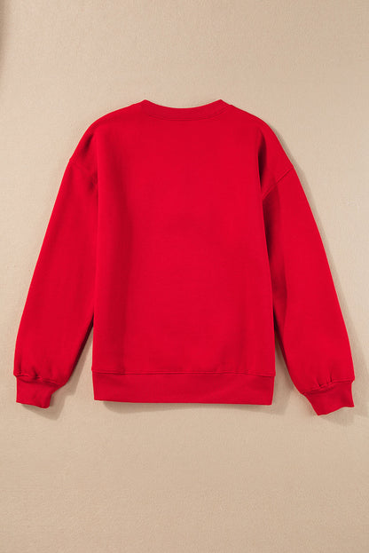 Rotes Puff-Sweatshirt mit XOXO-Print und Valentinstagsherz