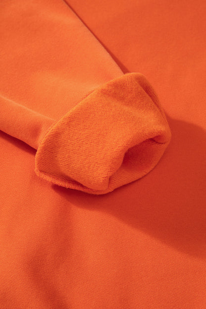 Einfarbiges Frottee-Sweatshirt mit überschnittener Schulter und Fleecefutter in Rotorange