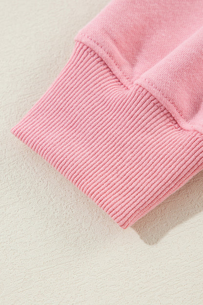Pink Solid Classic Crewneck Pullover Sweatshirt