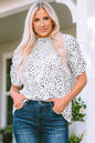 Bluse mit Leopardenmuster und Smok-Detail und Puffärmeln