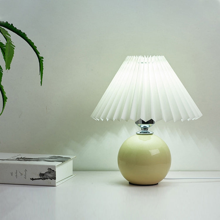 Plissee Lampenschirm Gemütliche Nachttischlampe Moderne Keramik Schreibtischlampe 220V