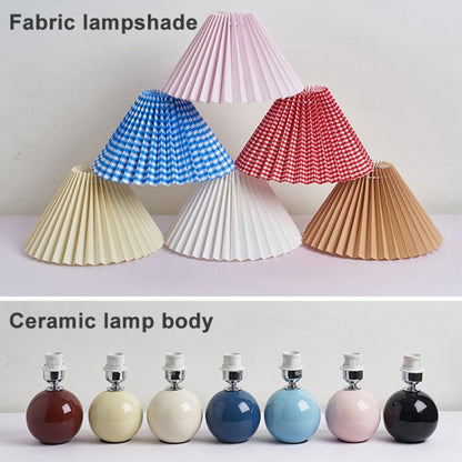 Plissee Lampenschirm Gemütliche Nachttischlampe Moderne Keramik Schreibtischlampe 220V