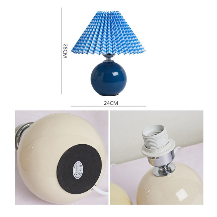 Plissee Lampenschirm Gemütliche Nachttischlampe Moderne Keramik Schreibtischlampe 220V