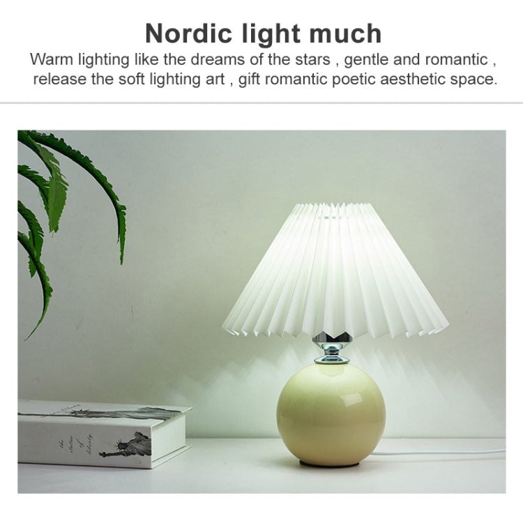 Plissee Lampenschirm Gemütliche Nachttischlampe Moderne Keramik Schreibtischlampe 220V