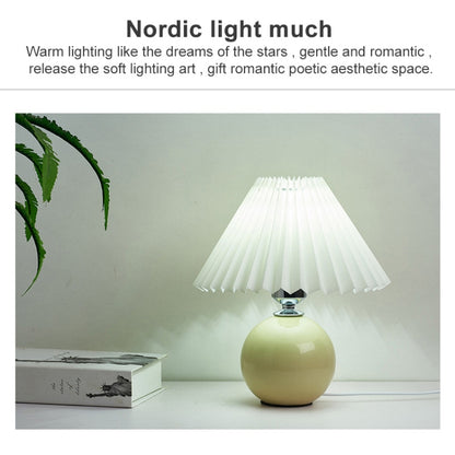 Plissee Lampenschirm Gemütliche Nachttischlampe Moderne Keramik Schreibtischlampe 220V