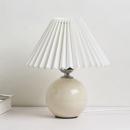Plissee Lampenschirm Gemütliche Nachttischlampe Moderne Keramik Schreibtischlampe 220V