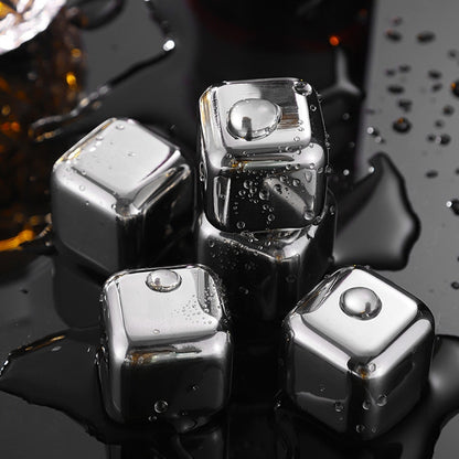 Wiederverwendbare Eiswürfel aus Edelstahl zum Kühlen von Whisky, Wodka, Likören, 1 Stück