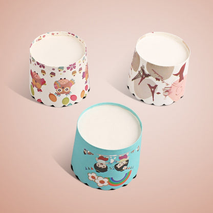 24 Stück/Packung, runde Laminierförmchen für Kuchen, Muffins, Schokoladen-Cupcake-Förmchen, Backförmchen, Größe: 7 x 6 x 5,5 cm, zufällige Farblieferung, 6,8 x 5 x 3,9 cm