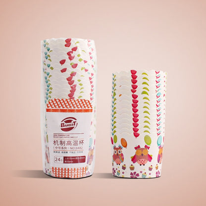 24 Stück/Packung, runde Laminierförmchen für Kuchen, Muffins, Schokoladen-Cupcake-Förmchen, Backförmchen, Größe: 7 x 6 x 5,5 cm, zufällige Farblieferung, 6,8 x 5 x 3,9 cm