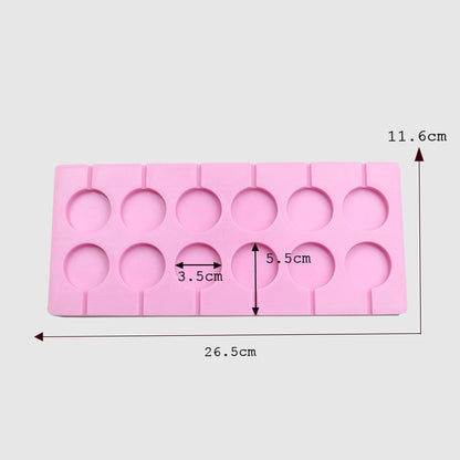 12-Capacity DIY Silicone Chocolate Molds(Lollipop Shape), Lollipop Shape