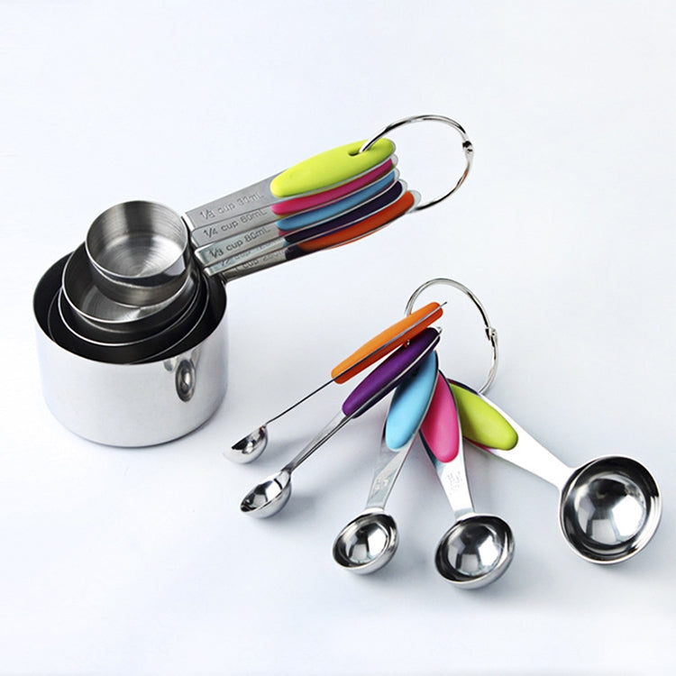 kn650 10-in-1-Messlöffel-Set aus buntem Edelstahl, Kuchenform-Backwerkzeug-Set, 10-in-1-Messlöffel (bunt)