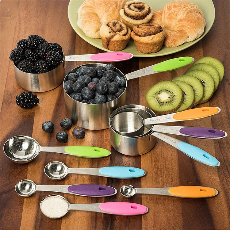 kn650 10-in-1-Messlöffel-Set aus buntem Edelstahl, Kuchenform-Backwerkzeug-Set, 10-in-1-Messlöffel (bunt)