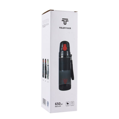 Teloy TNY-9601 650 ml tragbare Space Cup-Flasche mit Schnappverschluss, anwendbare Wassertemperatur: ﹣20 ~ 120 Grad Celsius, TNY-9601 (Dunkelgrau + Rot)