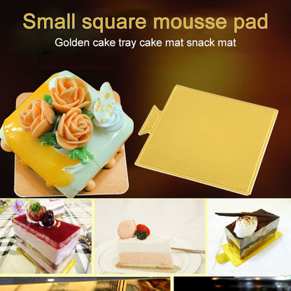 100 / Packung Kleine Quadratische Kuchen Pappunterlage Dicke Starre Goldene Kuchenmousse Kuchenmatte, Kleines Quadrat