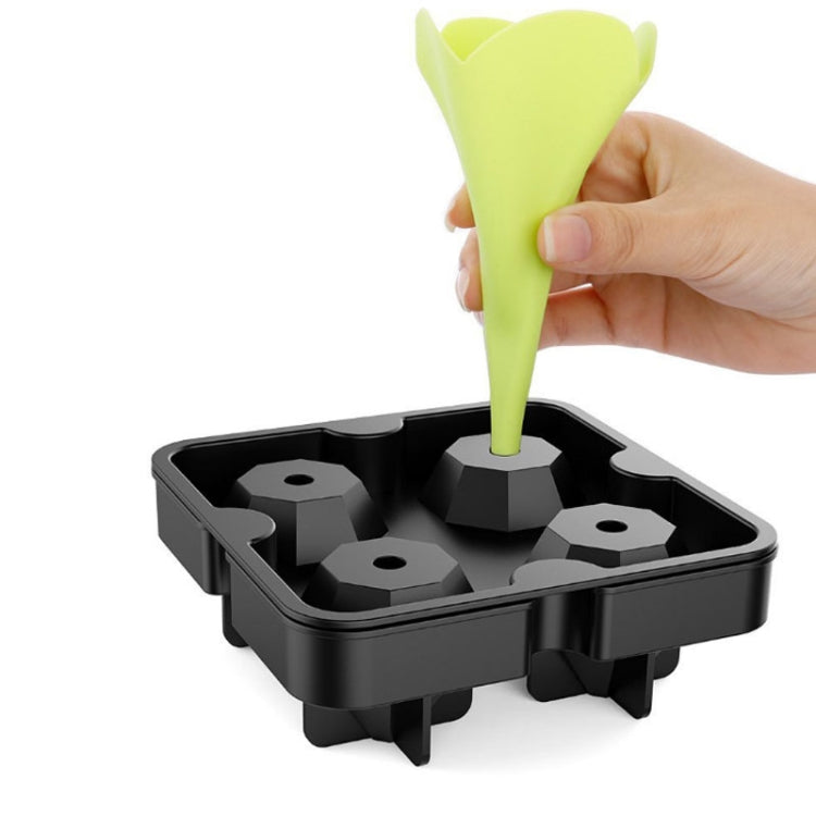 Neue 3D-Eiswürfelform mit 4 Mulden, Diamantform, für Bars, Partys, Silikonschalen, Schokoladenform, Küchenwerkzeug, Diamantform
