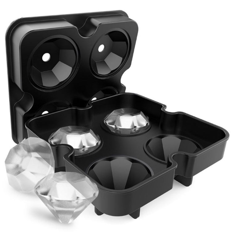 Neue 3D-Eiswürfelform mit 4 Mulden, Diamantform, für Bars, Partys, Silikonschalen, Schokoladenform, Küchenwerkzeug, Diamantform