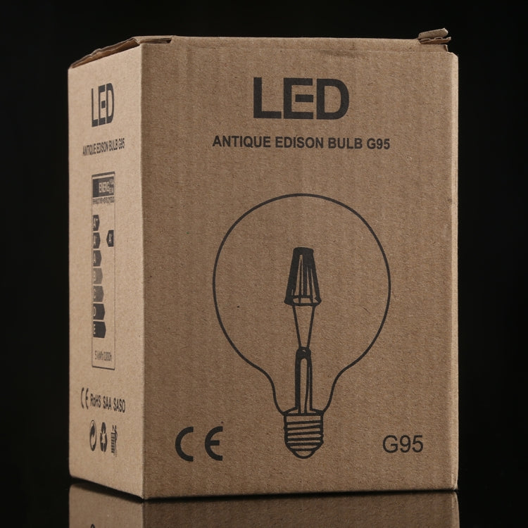 G95 E27 4W 4 LEDs 450 LM 3000K Retro Dimmbare LED-Glühfaden-Glühbirne Energiesparlampe, AC 220V, G95 4W Warmweiß