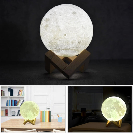 Energiesparendes LED-Nachtlicht mit USB-Ladefunktion und Holzhalterung, Touch-2-Farben (15 cm)