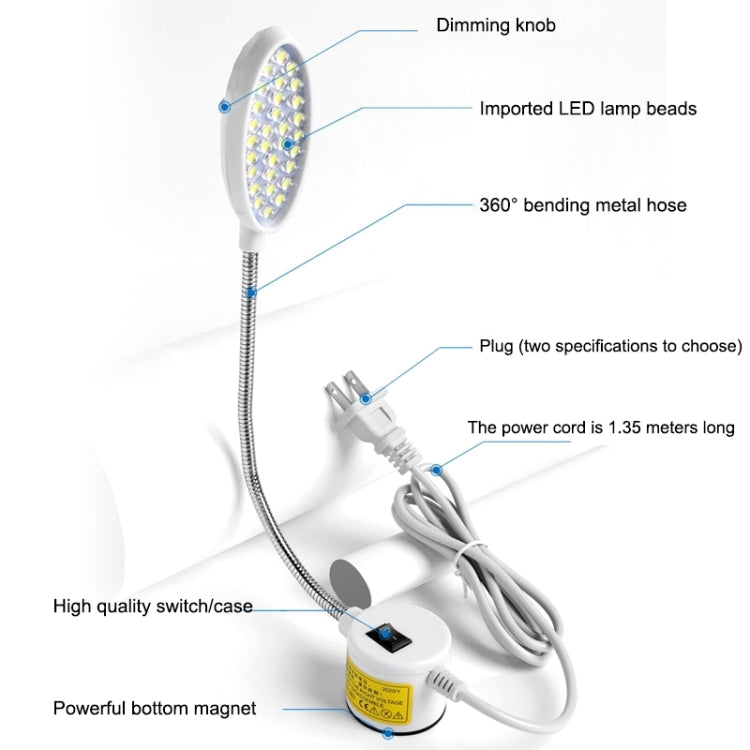LED-Nähmaschinenlampe, dimmbar, magnetisch, energiesparend, 30 Lampenperlen, 30 Perlen