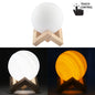 Energiesparendes LED-Nachtlicht mit USB-Aufladung und zwei Farbwechseln, mit Holzhalterung, Touch-Steuerung, zweifarbig (10 cm)