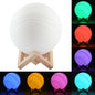 USB Charging 7-Color Changing Energy-saving LED Night Light with Wooden Holder Base, Patted 7-Color(18cm)