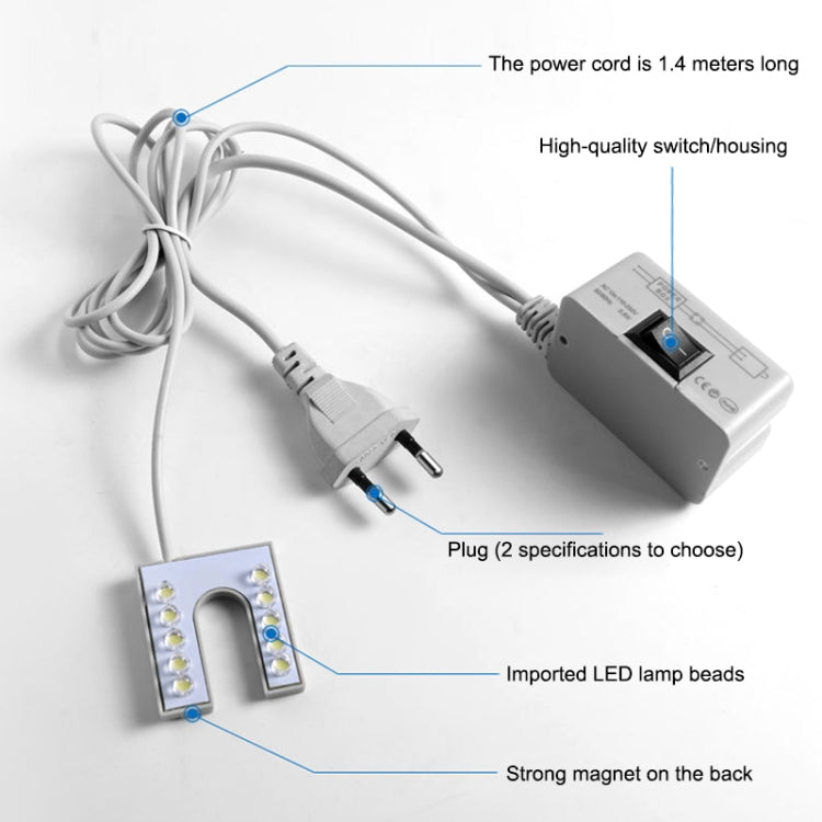 10 LEDs Nähmaschinenlampe U-förmig Highlight Magnet Arbeitsenergiesparlampe