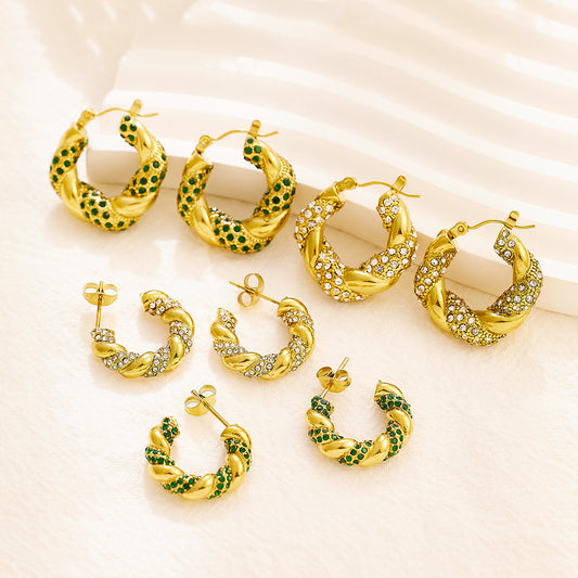 Simple And Light Luxury Zircon Ear Studs