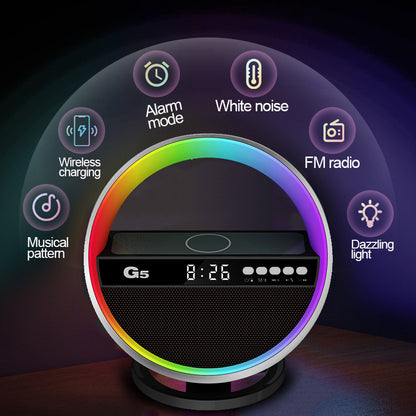 Multifunctional RGB Night Light: Bluetooth Speaker & Wireless Charger