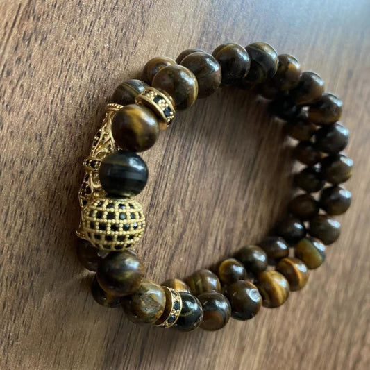 Micro-inlaid Copper Natural Tiger-eye Bracelet