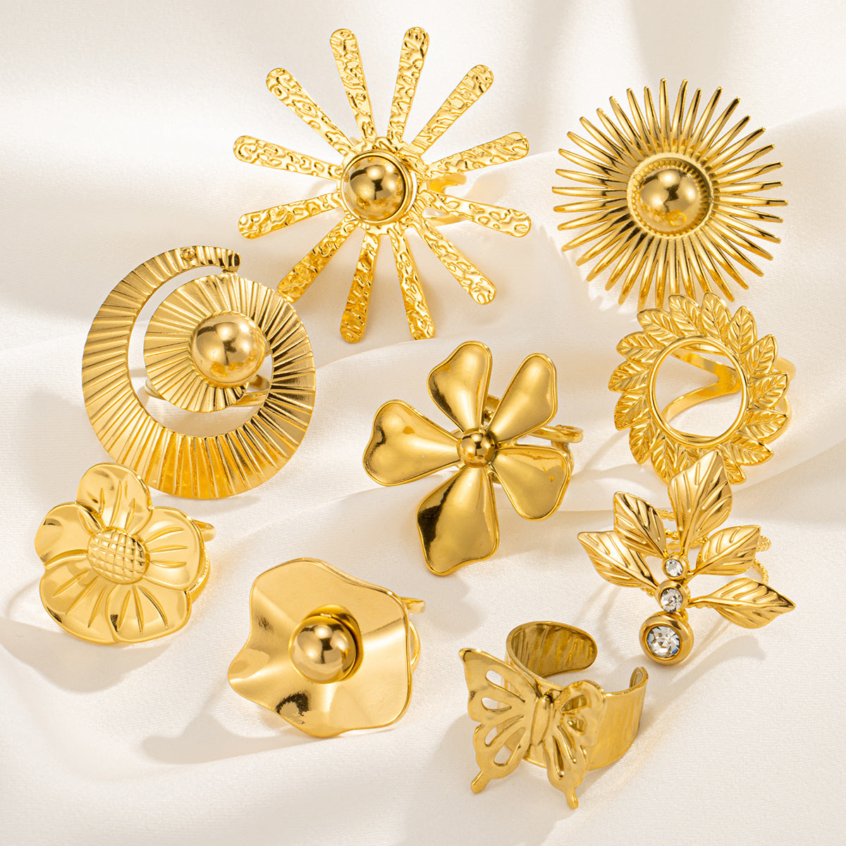 Simple Style Geometric Titanium Steel Open Rings In Bulk