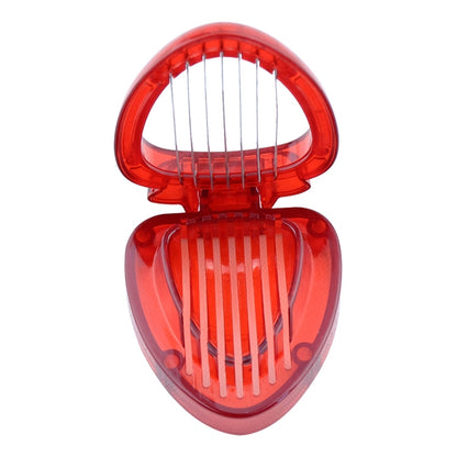 Kitchen Tool Plastic Strawberry Slicer Fruit Knife with Stainless Steel Blade, Strawberry Slicer