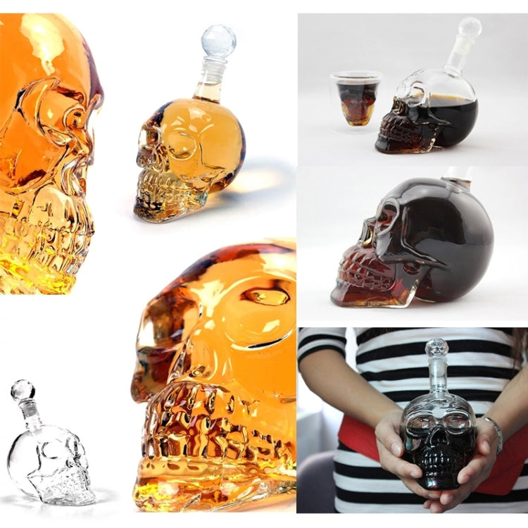 Totenkopfflasche aus Kristallglas für Wodka, Whisky, Bier, Likör, Rotwein und andere Getränke, 350 ml