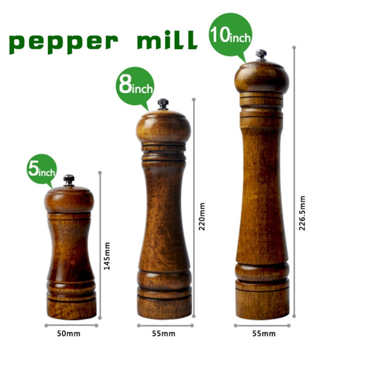 Länge: Klassische Pfeffer-, Gewürz- und Salzmühle aus Holz, Stil 4, 5 Zoll, Stil 4, 8 Zoll, Stil 4, 10 Zoll