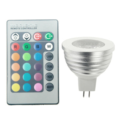 MR16 3W RGB LED-Glühbirne, Lichtstrom: 400-450LM, mit Fernbedienung, DC 12V
