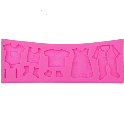 2 PCS Baking Mold Baby Shoes Fondant Cake Mold Kid Clothes Silicone DIY Chocolate West Point Mold, Kid Clothes Shape