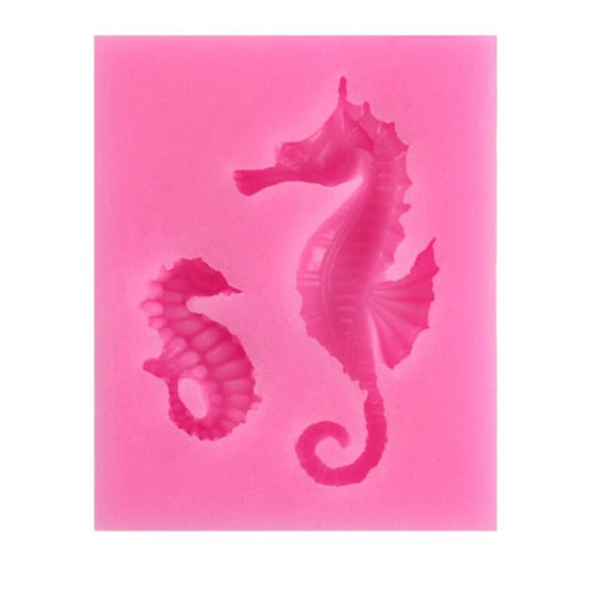 2 Stück Hippocampus-Modellierform zum Selbermachen, Fondant-Silikonkuchen-Schokoladenform, Backwerkzeug, Hippocampus-Form (Rosa), Hippocampus-Form (Grau)