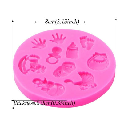 2 PCS Baby Hand Foot Shape DIY Mold Fondant Silicone Cake Chocolate Mold Baking Tool, Foot Shape