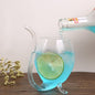 300ML Creative Glass Mug Milk Cup with straw Cold Drink Cup Juice Mug Wine Glass, 300ML Juice Mug