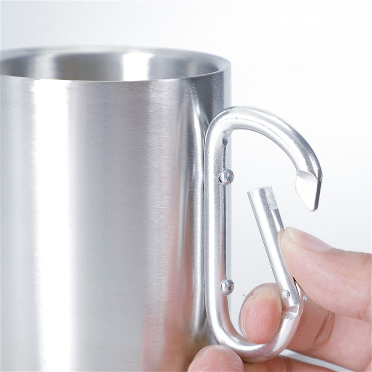 Doppelwandige Wasserbecher aus Edelstahl, Kaffeetasse mit Karabinergriff, Lieferung in zufälliger Farbe, Kaffeetasse mit Karabiner