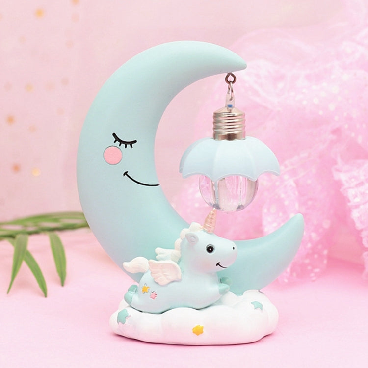 Mond Harz Cartoon Romantische Schlafzimmer Dekor Nacht Lampe Baby Kinder Geburtstag Weihnachten Geschenk, Blau, Rosa