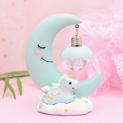 Mond Harz Cartoon Romantische Schlafzimmer Dekor Nacht Lampe Baby Kinder Geburtstag Weihnachten Geschenk, Blau, Rosa