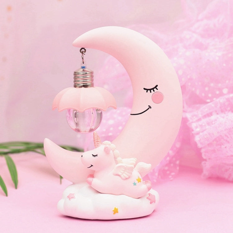 Mond Harz Cartoon Romantische Schlafzimmer Dekor Nacht Lampe Baby Kinder Geburtstag Weihnachten Geschenk, Blau, Rosa