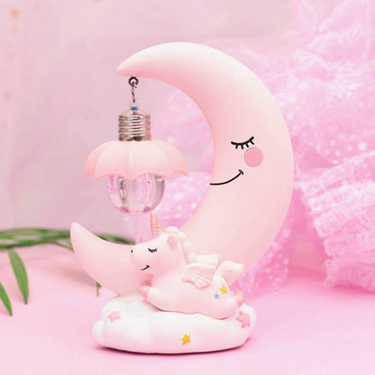 Mond Harz Cartoon Romantische Schlafzimmer Dekor Nacht Lampe Baby Kinder Geburtstag Weihnachten Geschenk, Blau, Rosa